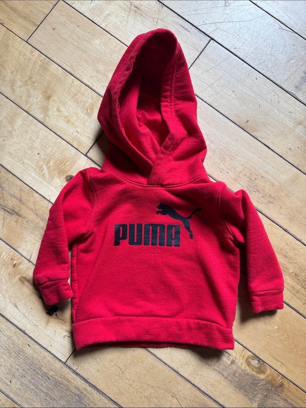 Puma Kids Red Hoodie with Black Logo